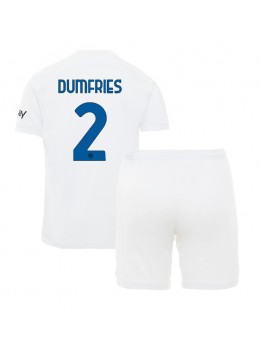 Inter Milan Denzel Dumfries #2 Auswärts Trikotsatz für Kinder 2023-24 Kurzarm (+ Kurze Hosen)